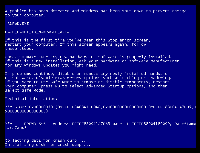 攻击成功，目标蓝屏